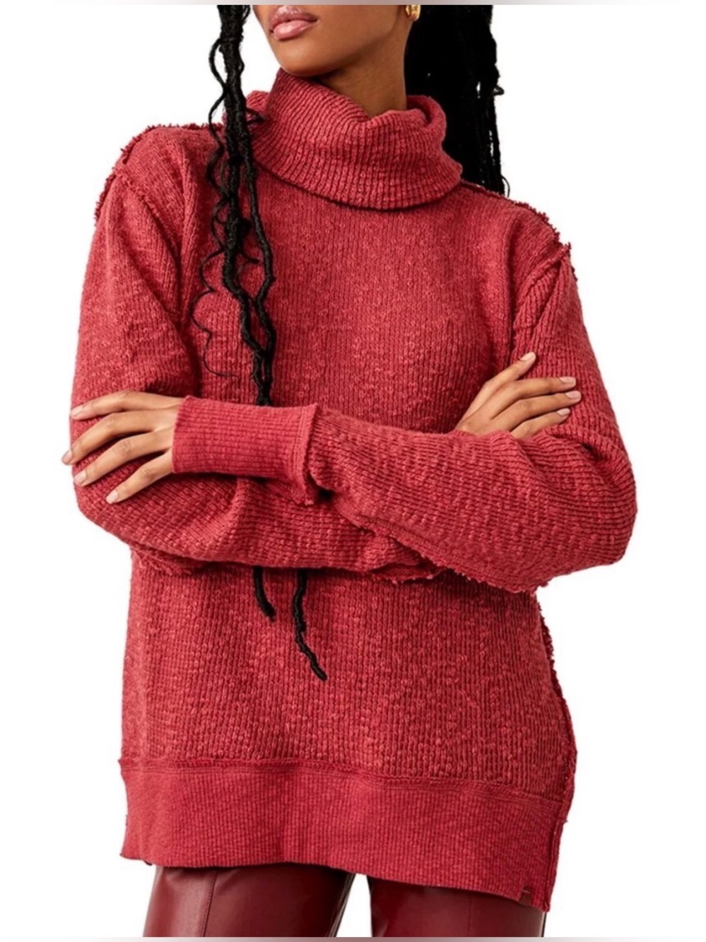 NWOT Free People We The Free Tommy Turtle Sweater Blended Berry